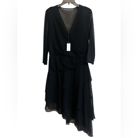 Milly NEW Black Asymmetrical Layered Dress.Made in USA Asymmetrical